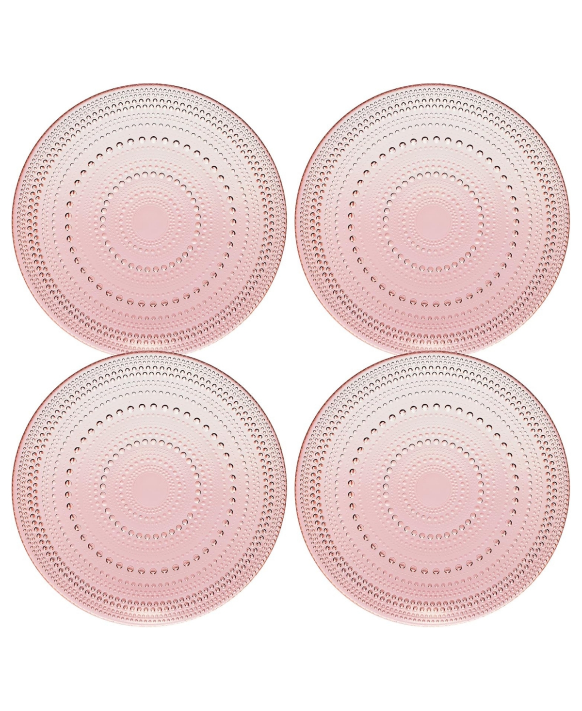 The Wine Savant Glass Hobnail Colored Plates, Set Of 4 In Pink