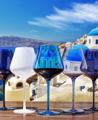 Colors of Santorini Greece Wine Glasses, Set of 5