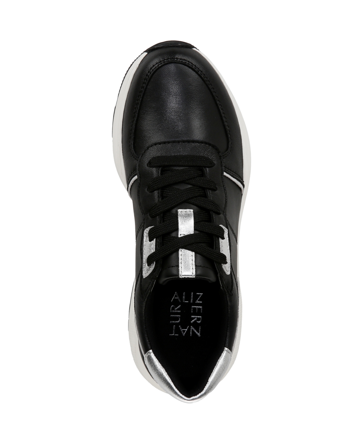 Naturalizer Women's Blossom Round Toe Lace Up Wedge Sneakers In Black Leather