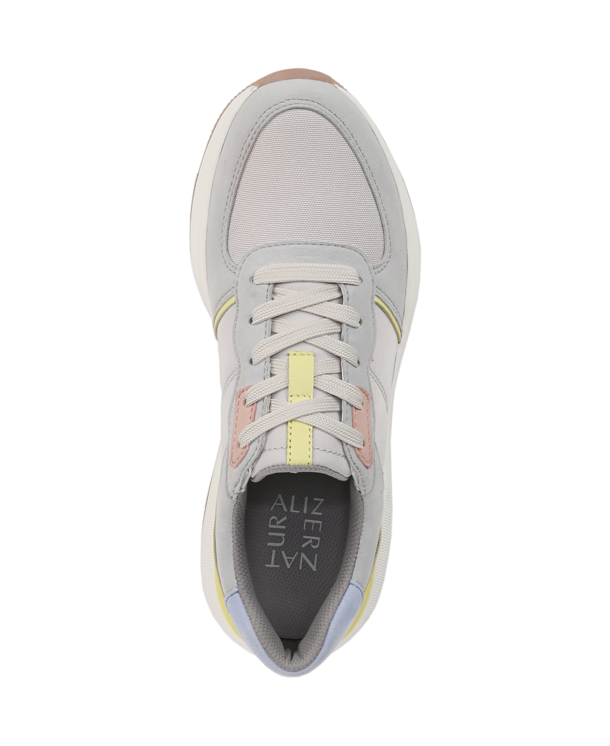 Shop Naturalizer Women's Blossom Round Toe Lace Up Wedge Sneakers In Digital Mist Grey Leather,fabric