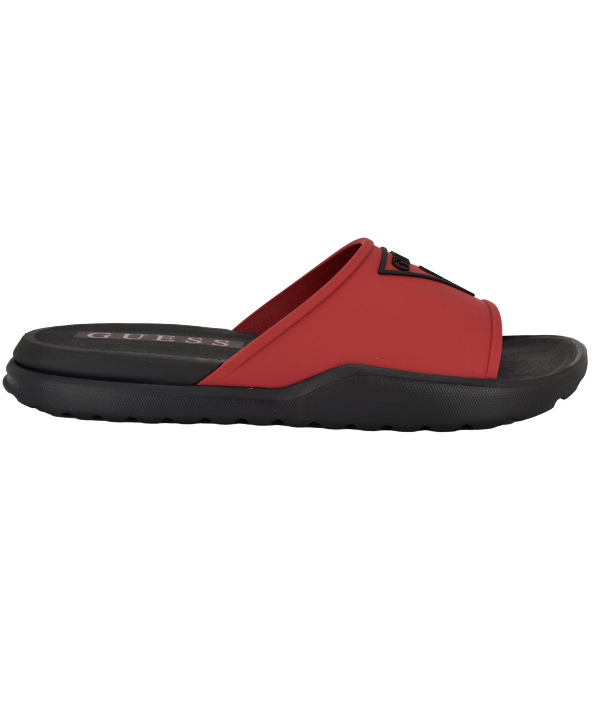 Guess Men's Marith Branded Elevated Pool Slides In Red,black