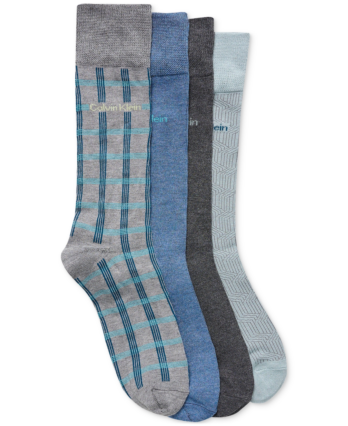 Men's Flat Knit Dress Crew Socks, 4-pack - Heather Grey Assorted