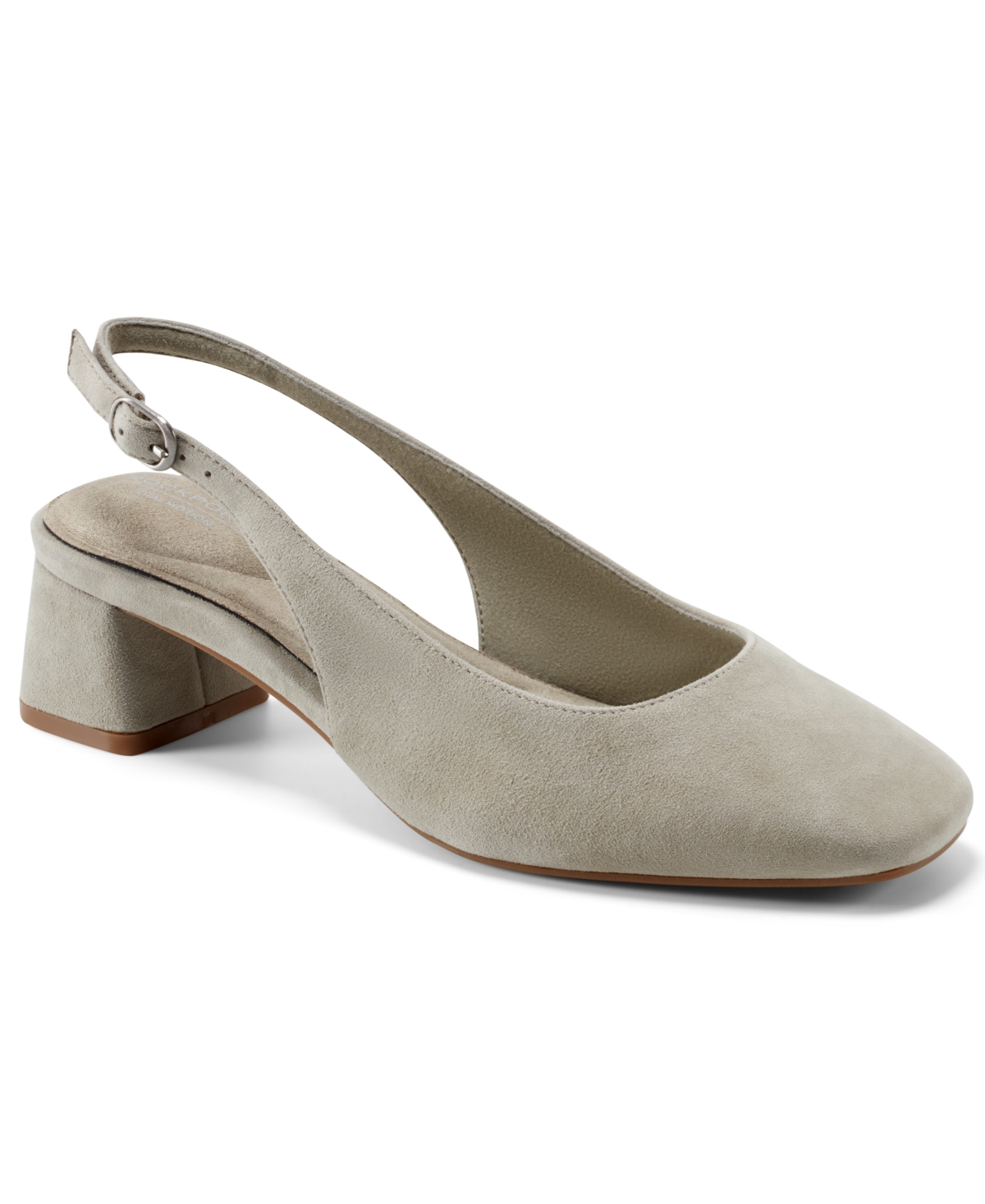 Shop Rockport Women's Total Motion Danna Block Heel Dress Pumps In Stone Moss Suede