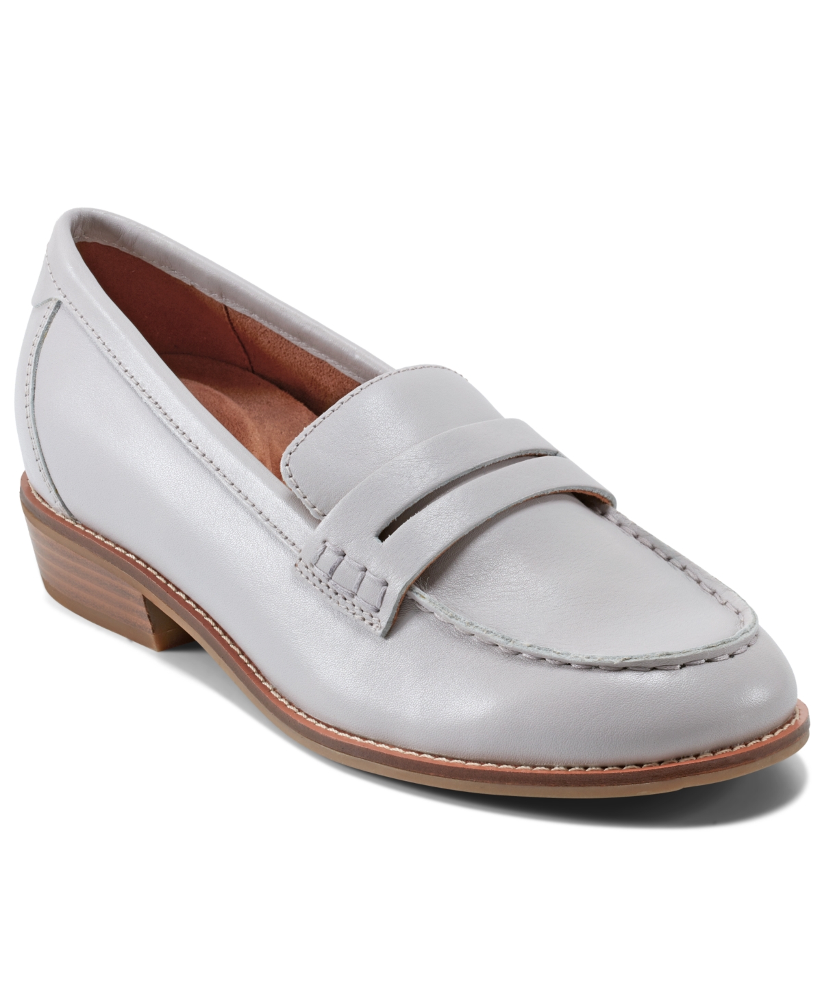 Shop Rockport Women's Elisea Round Toe Casual Loafers In Light Blue Leather