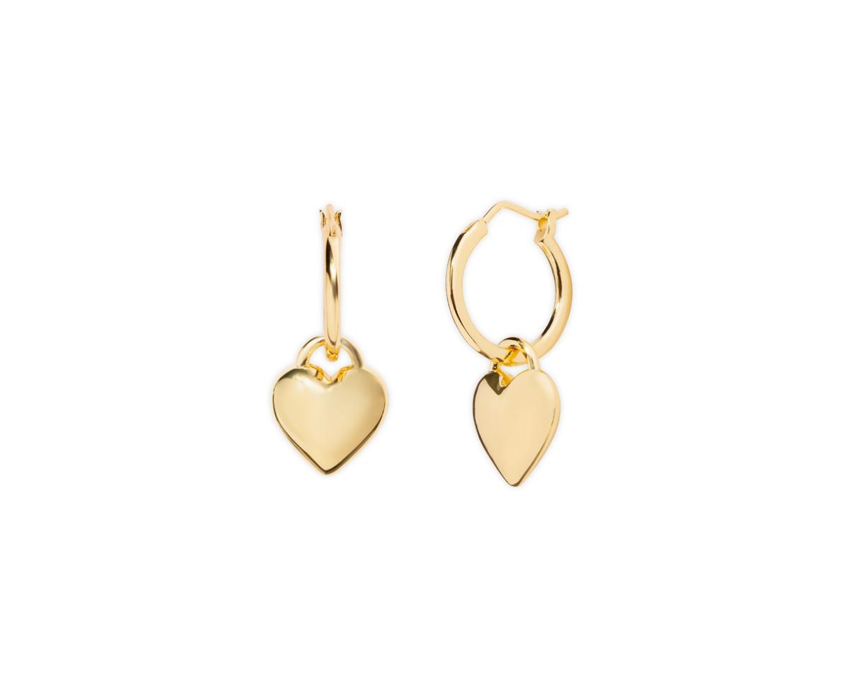 Freya Puffed Heart Drop Earrings in 14K Gold-Plated Sterling Silver - Gold