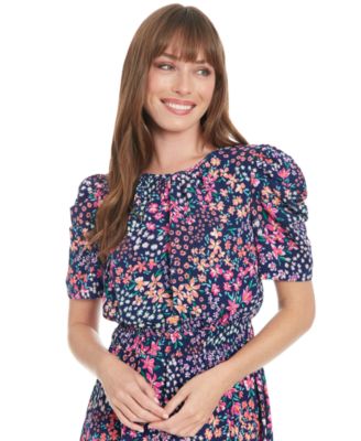 Women's Printed Round-Neck A-Line Dress