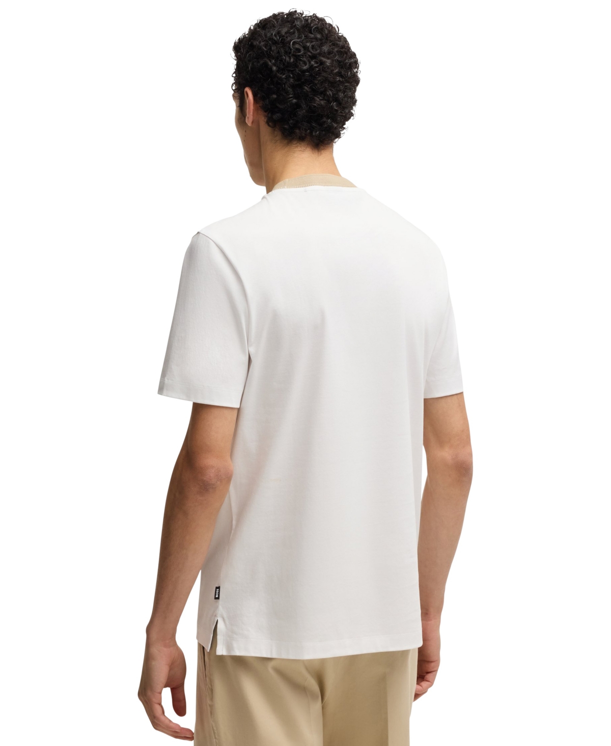 Hugo Boss Boss By  Men's Collar Stripe Slim-fit T-shirt In White