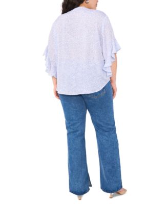 Plus Size Split-Neck Ruffle-Sleeve Blouse
