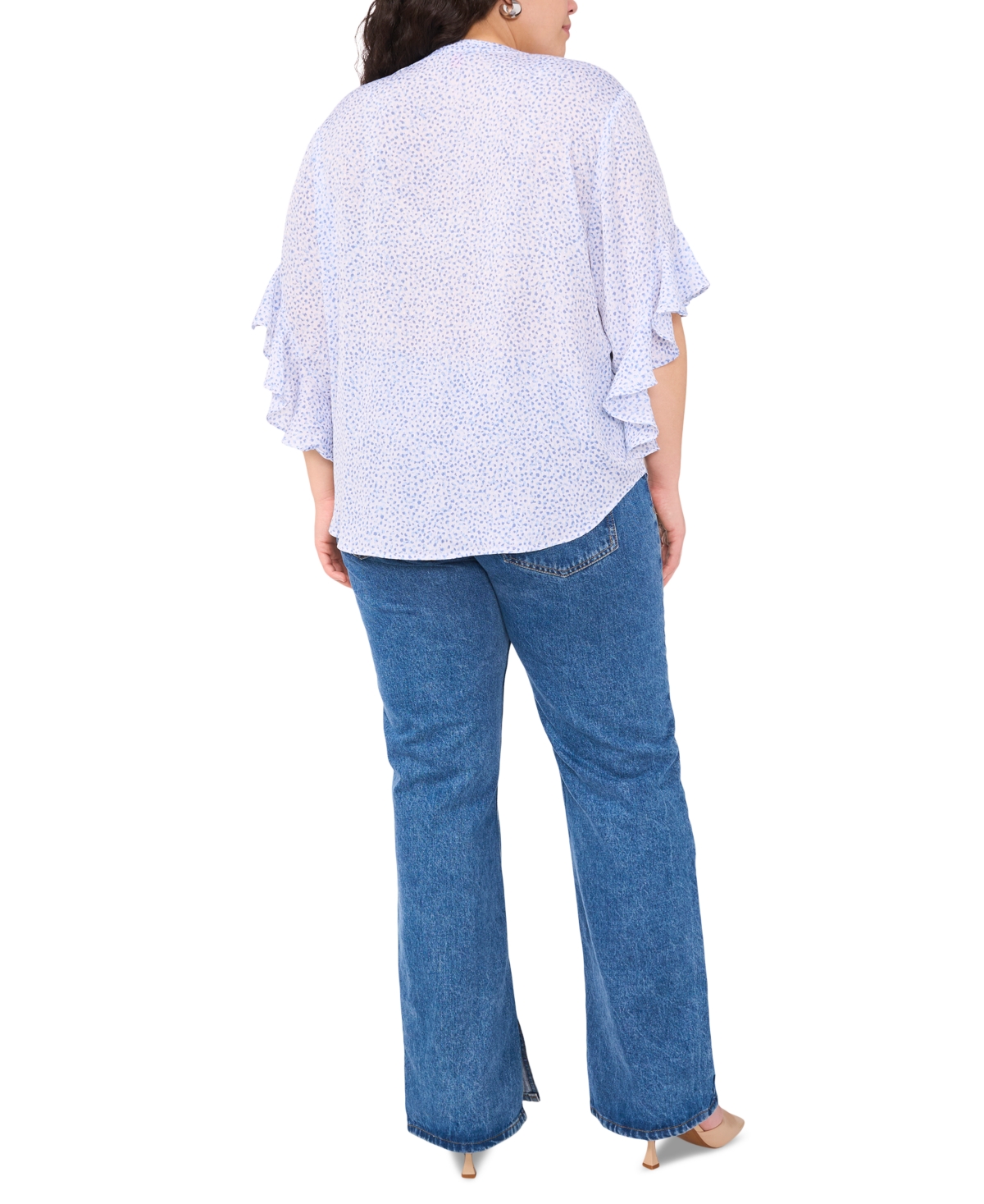 VINCE CAMUTO PLUS SIZE SPLIT-NECK RUFFLE-SLEEVE BLOUSE 