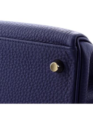 Pre-Owned Hermes Kelly 28 Handbag Blue Togo with Gold Hardware
