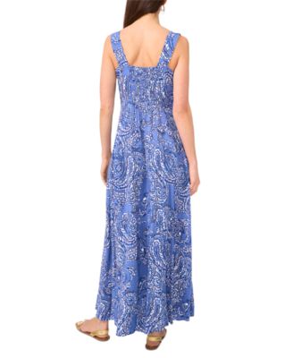 Vince Camuto Women's Paisley-Print Square-Neck Smocked-Back