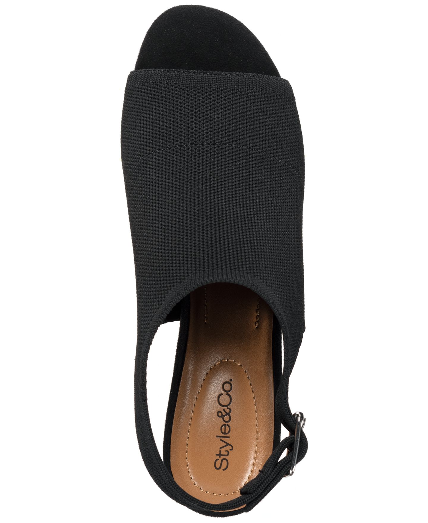Женские туфли Style & Co Peyyton Slingback Knit Dress Block Heel Shooties, цвет: Чёрный — фото 3