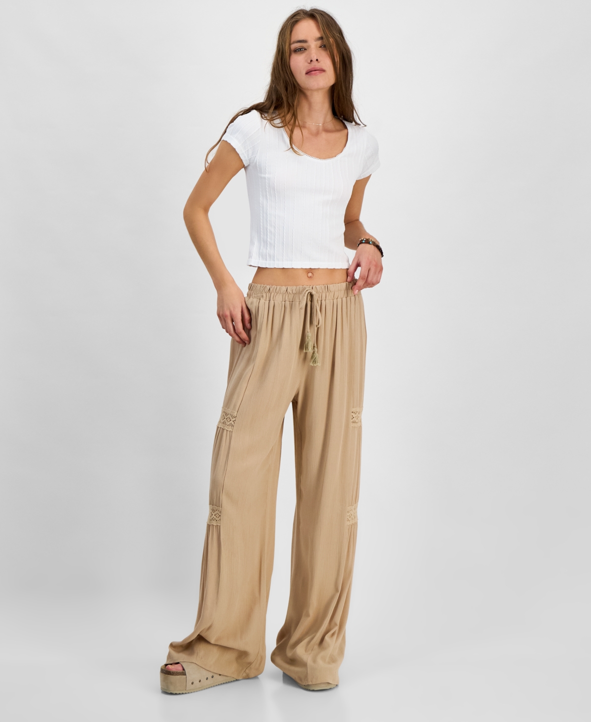 KINGSTON GREY JUNIORS' HIGH-RISE WIDE-LEG PANTS 