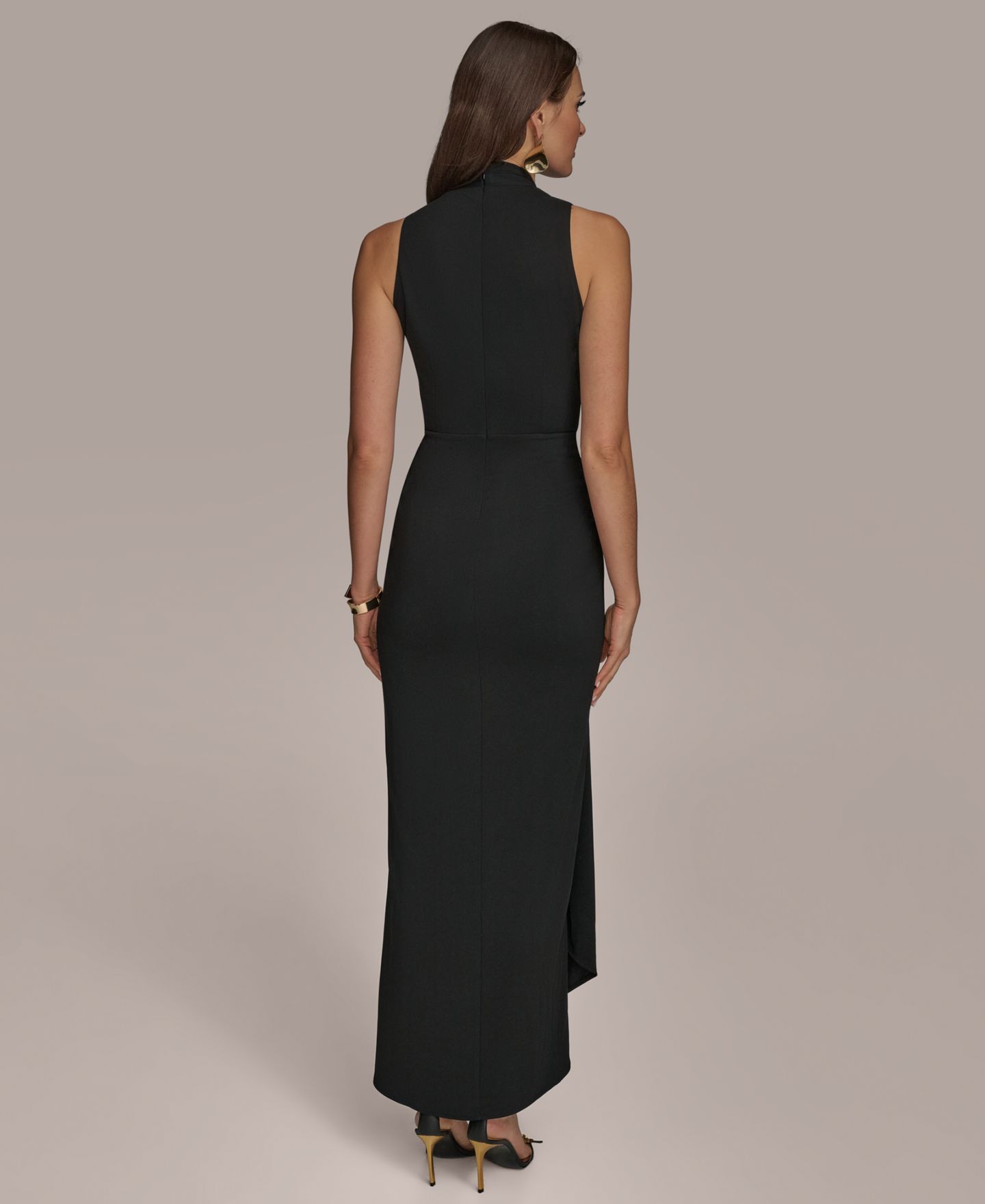 Женское платье Donna Karan New York Draped Wrap-effect Gown, цвет: Чёрный — фото 5