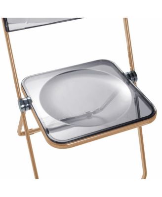 Lawrence Acrylic Folding Chair With Gold Metal Frame