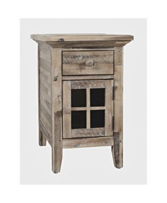 Rustic Shores Distressed Acacia USB Charging Chairside End Table