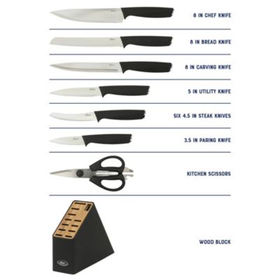 Brixen 13 Piece High Carbon Stainless Steel Kitchen Cutlery Knife Block Set W/ Black Wood Block