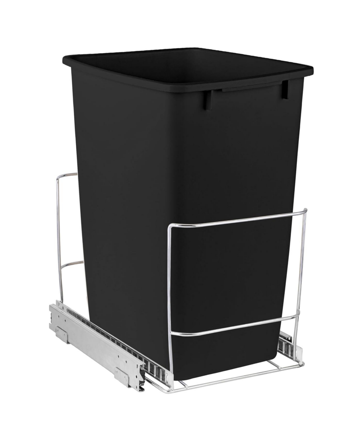 Pull Out Trash Can for Under Cabinet, Install Length or Widthwise with Chrome Finish 11 x 16.5 In - Trash Can Included - Chrome
