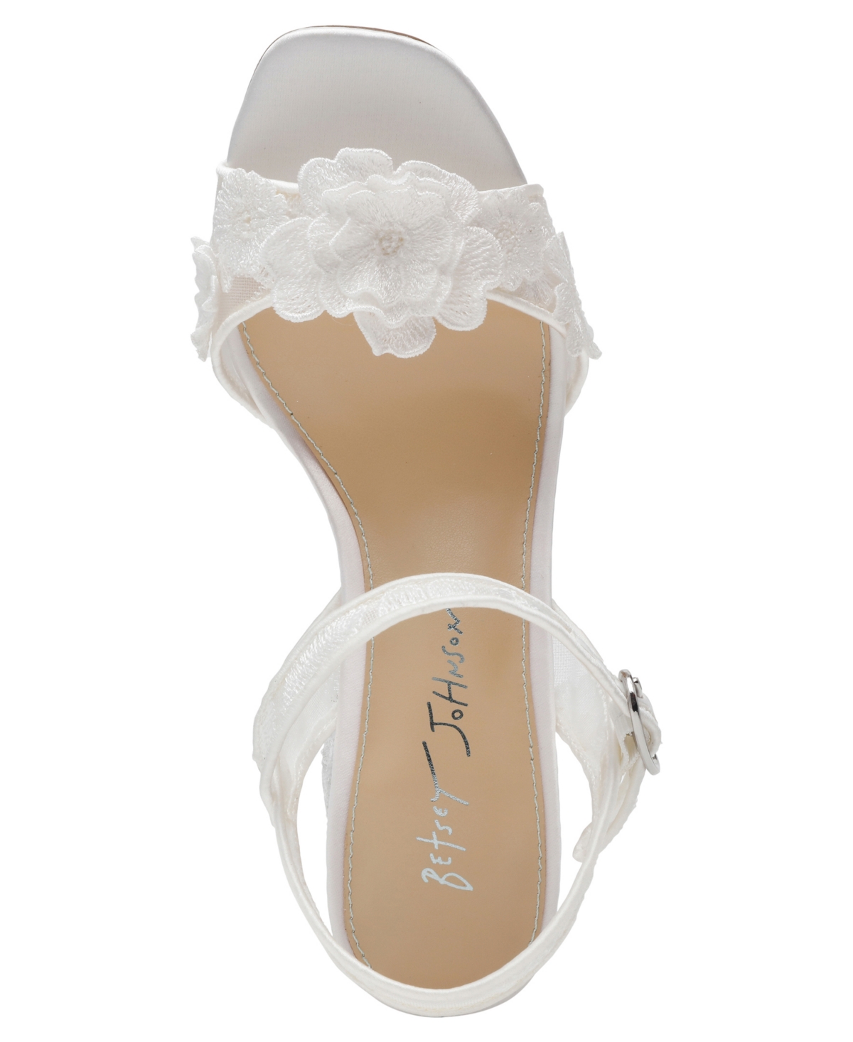 BETSEY JOHNSON WOMEN'S BLARE FLORAL APPLIQUE BLOCK HEEL SANDALS 