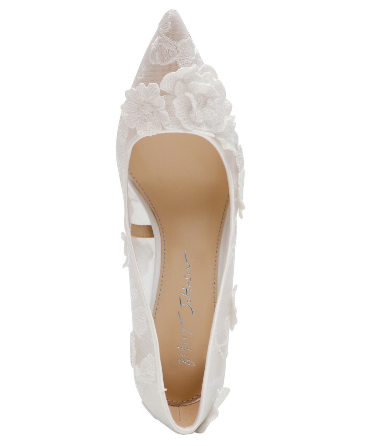 Shop Betsey Johnson Women's Aimey Floral Applique Mesh Pumps In Ivory
