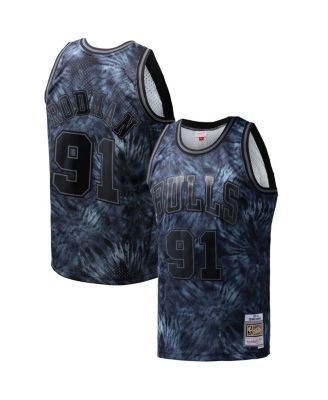 Mitchell & Ness - Men's Dennis Rodman Black Chicago Bulls Hardwood Classics 1995/96 Tie-Dye Swingman Jersey