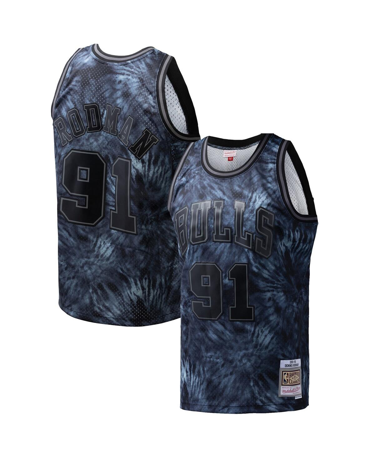 Men's Dennis Rodman Black Chicago Bulls Hardwood Classics 1995/96 Tie-Dye Swingman Jersey - Black