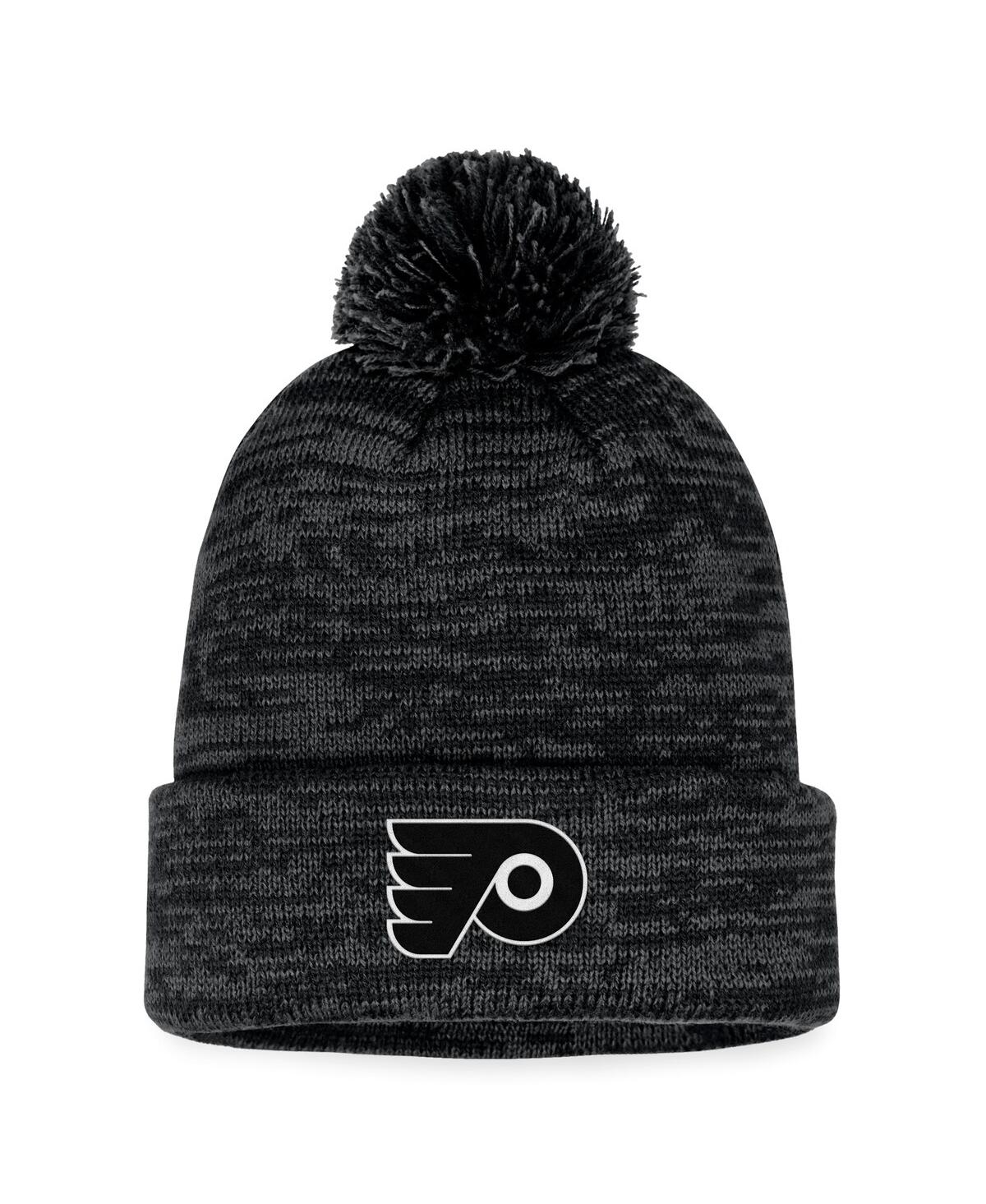 Fanatics Men's Black Philadelphia Flyers Fundamental Cuffed Knit Hat With Pom In Black