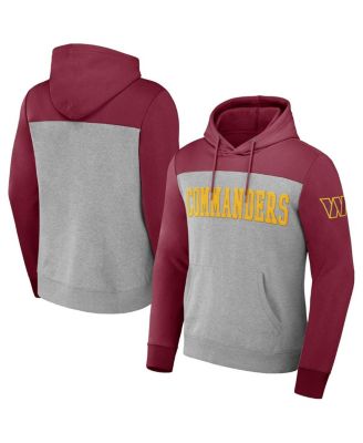 Fanatics - x NFLMen's Heather Gray Washington Commanders Color Blocked Pullover Hoodie
