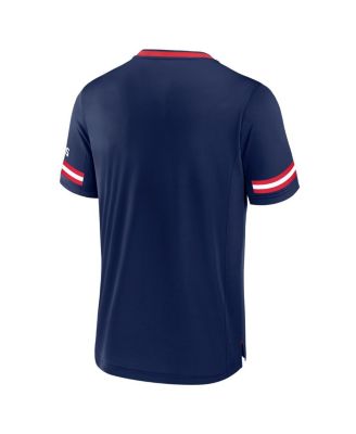 Men's Navy New England Patriots Stripe Stacking T-Shirt
