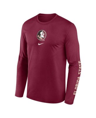 Men's Garnet Florida State Seminoles Primetime Center Lockup Two-Hit Legend Long Sleeve T-Shirt