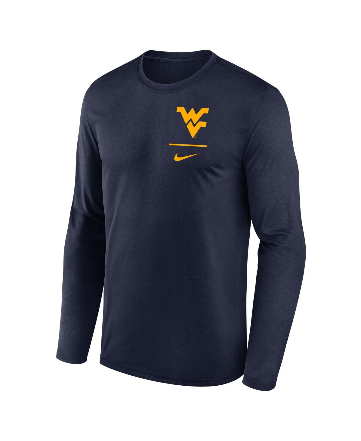 Nike Men's Navy West Virginia Mountaineers Primary Stack Legend Long Sleeve T-shirt In Blue