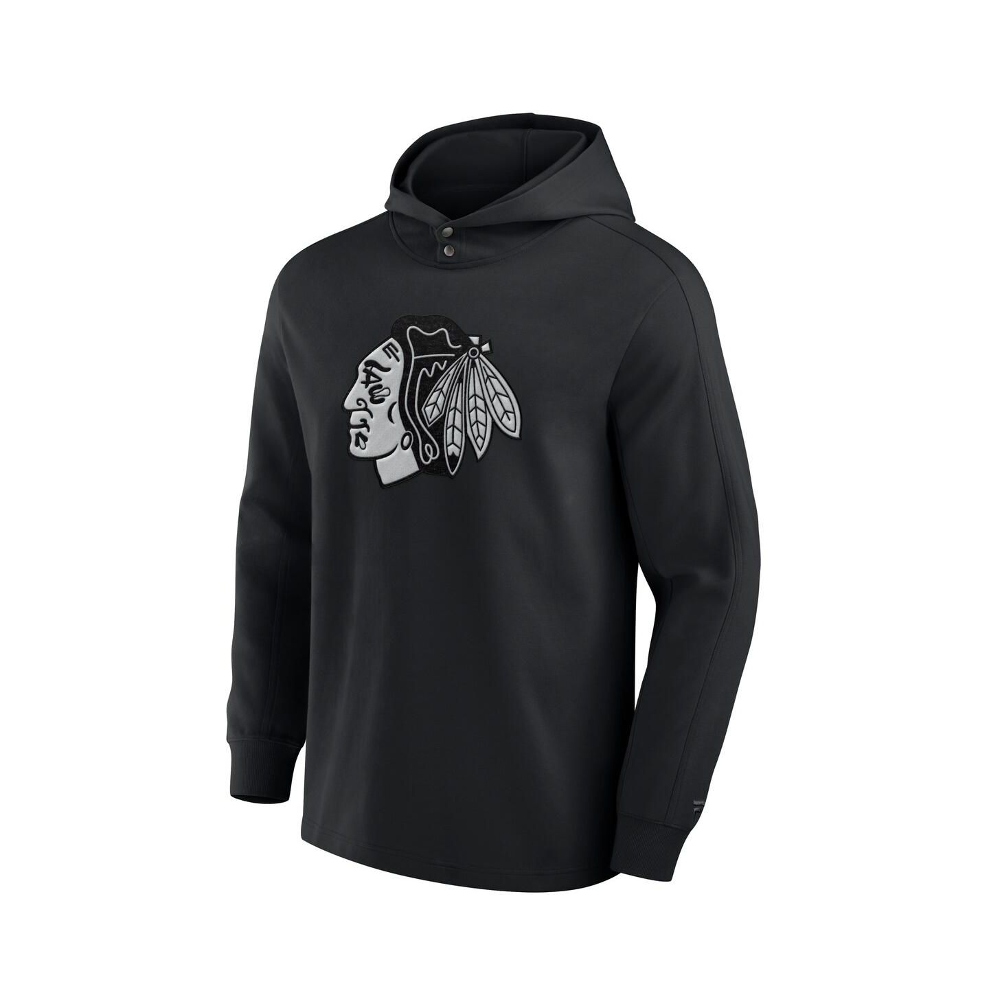 Мужское худи Fanatics Black Chicago Blackhawks Elements Blaze Tri-Blend Long Sleeve T-Shirt — фото 2