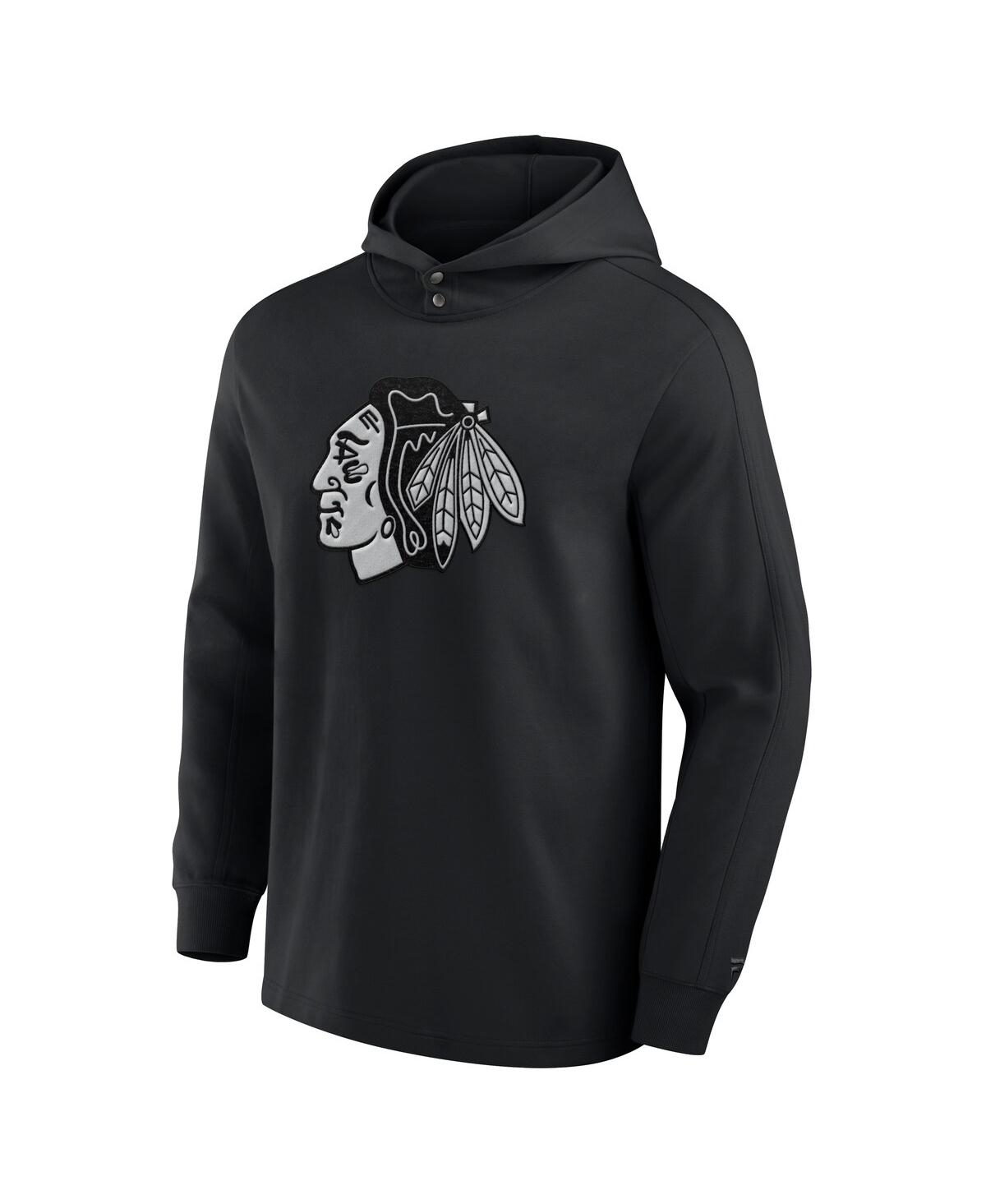 Fanatics Men's Black Chicago Blackhawks Elements Blaze Tri-blend Long Sleeve Hoodie T-shirt In Black
