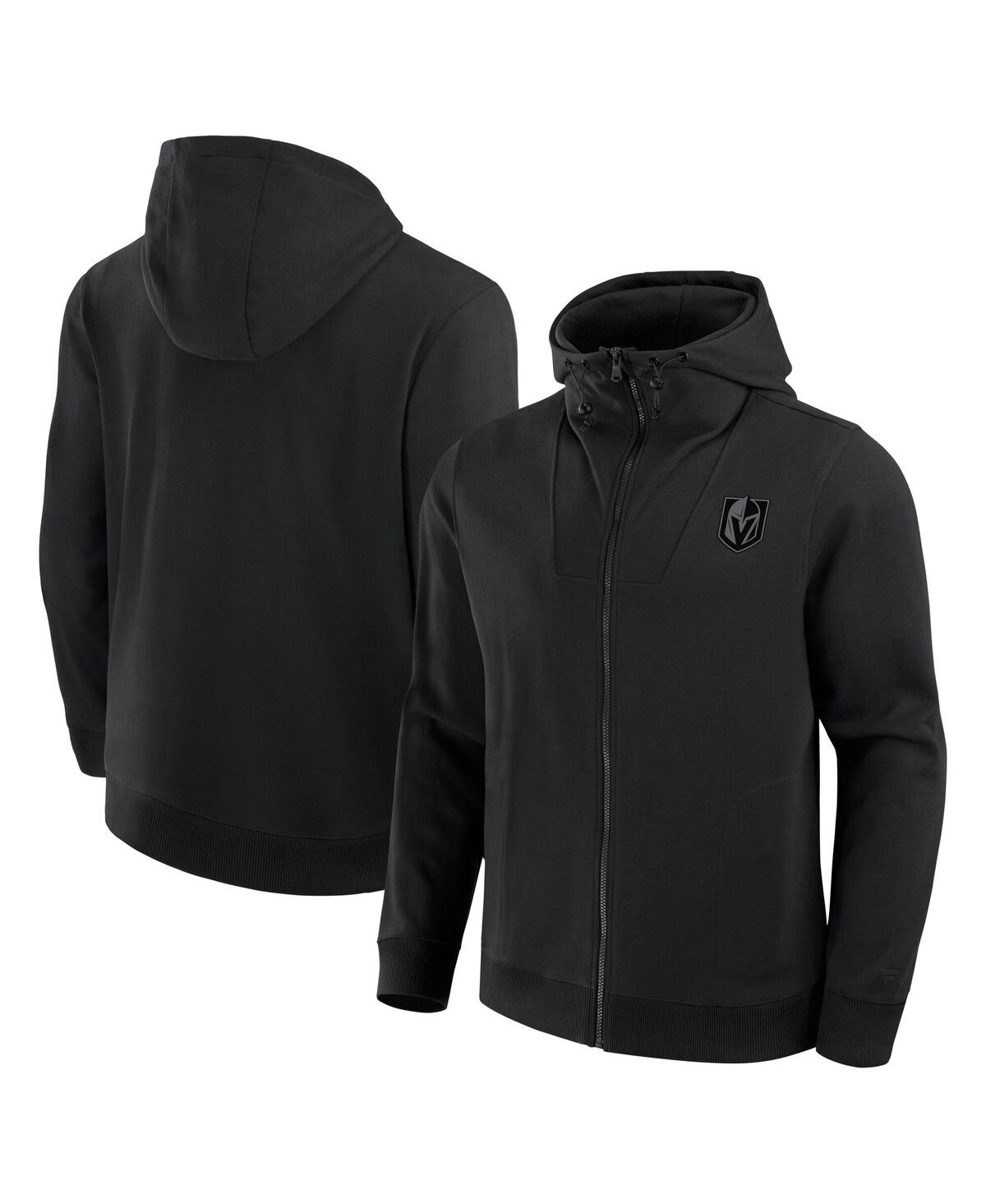 Fanatics Men's Black Vegas Golden Knights Elements Tonal Primary Tri-blend Full-zip Hoodie In Black