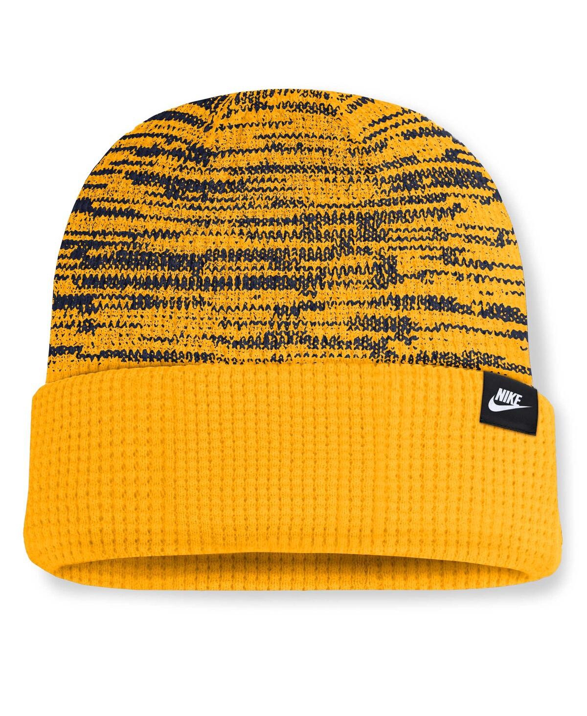 Nike Men's Gold/navy West Virginia Mountaineers Primetime Terra Cuffed Knit Hat In Gold,navy