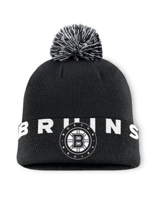 Fanatics - Men's Black Boston Bruins Fundamental High Stick Cuffed Knit Hat with Pom