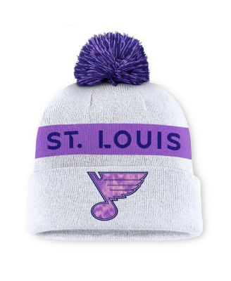 Fanatics - Men's White St. Louis Blues Hockey Fights Cancer Cuffed Knit Hat with Pom