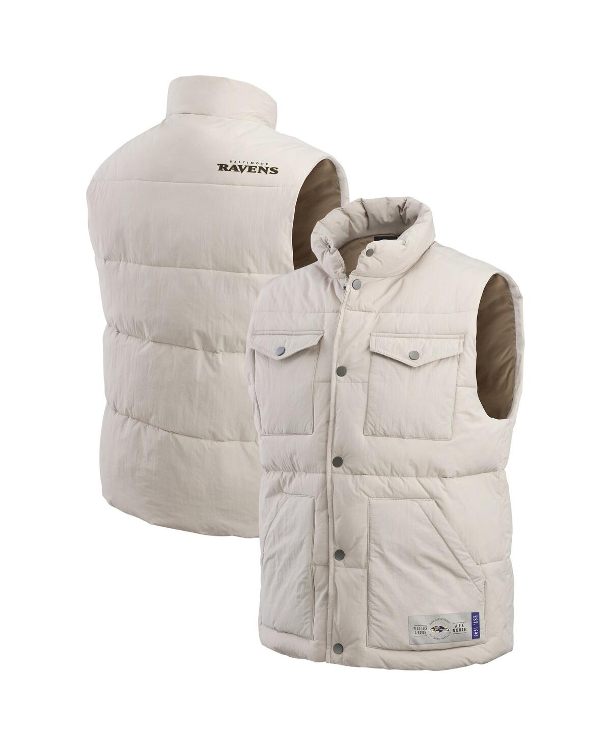 Men's Cream Baltimore Ravens Puffer Full-Snap Vest - Cream