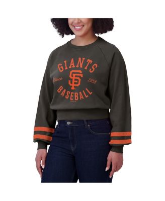 Women's Black San Francisco Giants Vintage Washed Cropped Pullover Sweatshirt