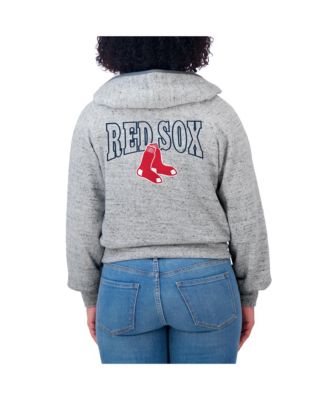 Women's Heather Gray Boston Red Sox Speckled Fleece Cropped Full-Zip Hoodie