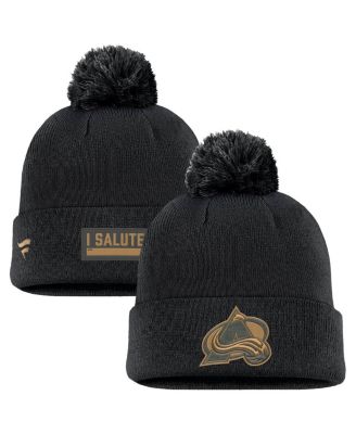 Fanatics - Men's Black Colorado Avalanche Military Appreciation Cuffed Knit Hat with Pom