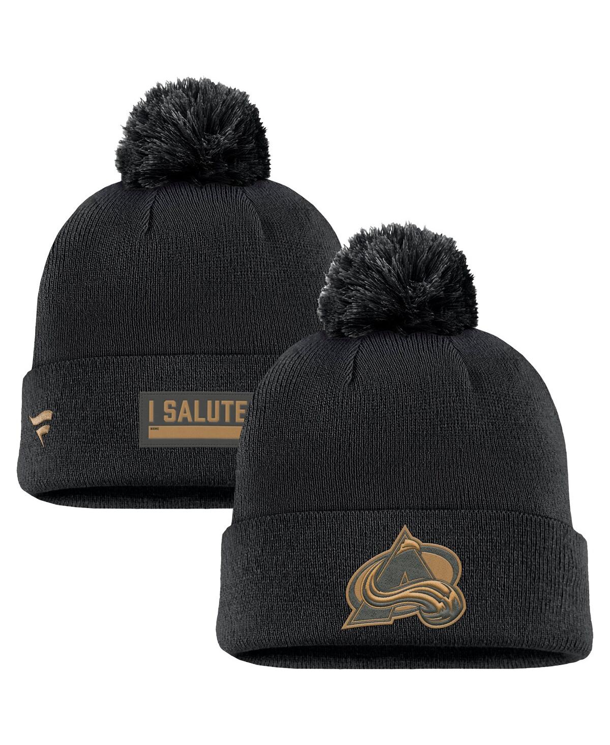 Fanatics Men's Black Colorado Avalanche Military Appreciation Cuffed Knit Hat With Pom In Black