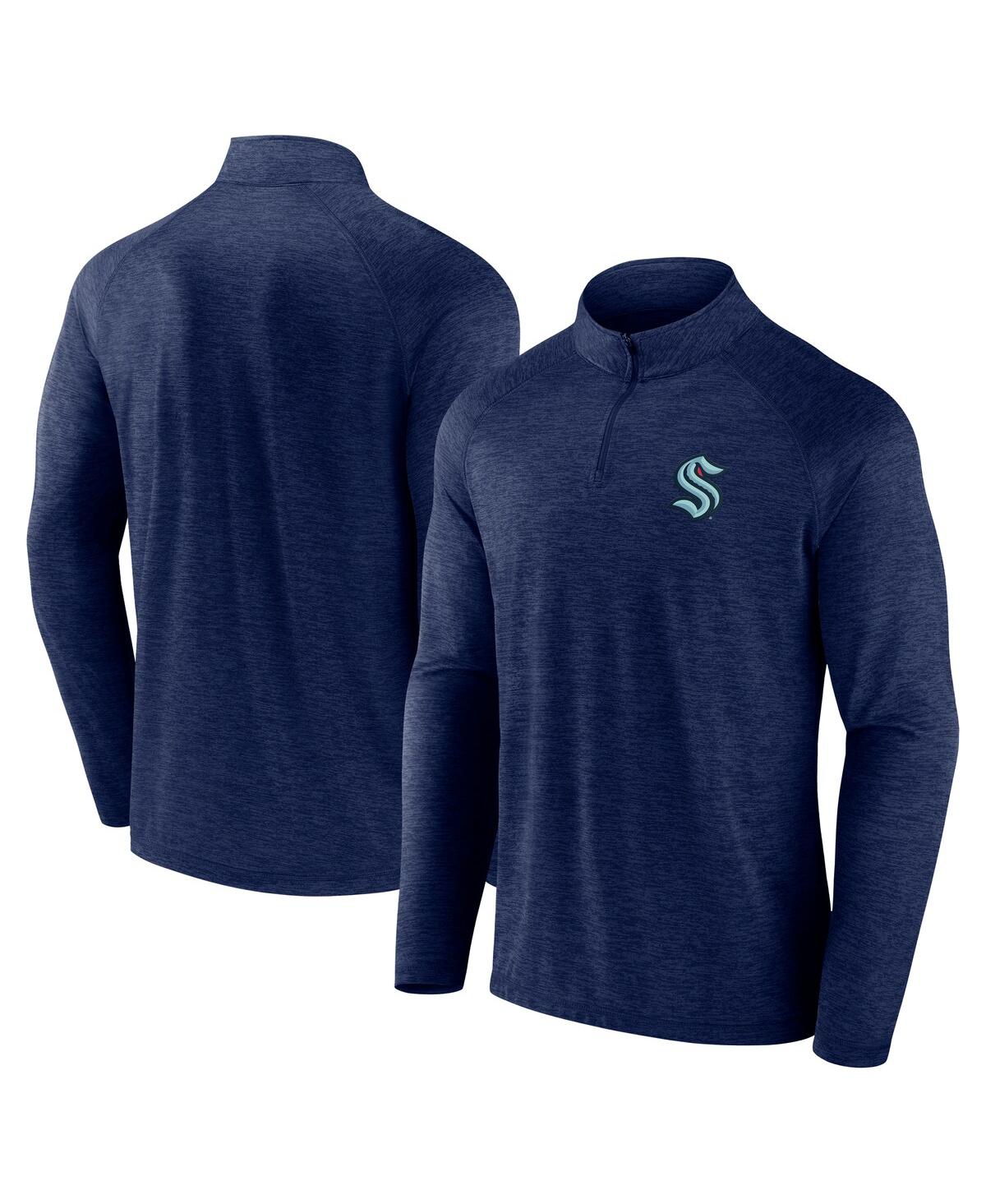 Men's Navy Seattle Kraken Head-to-Head Raglan Quarter-Zip Top - Navy