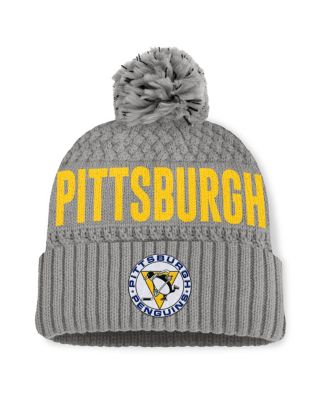 Fanatics - Women's Gray Pittsburgh Penguins Heritage Tilly Cuffed Knit Hat with Pom