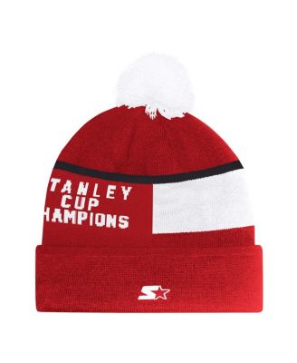 Men's Red Detroit Red Wings Chyron Commemorative Cuffed Knit Hat with Pom