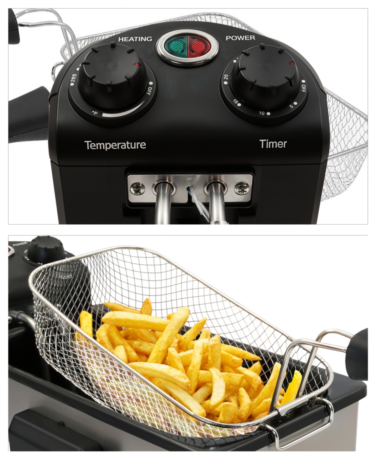 Elite Cuisine Stainless Steel 3.5 Quart Immersion Deep Fryer With Timer In Stainless Steel