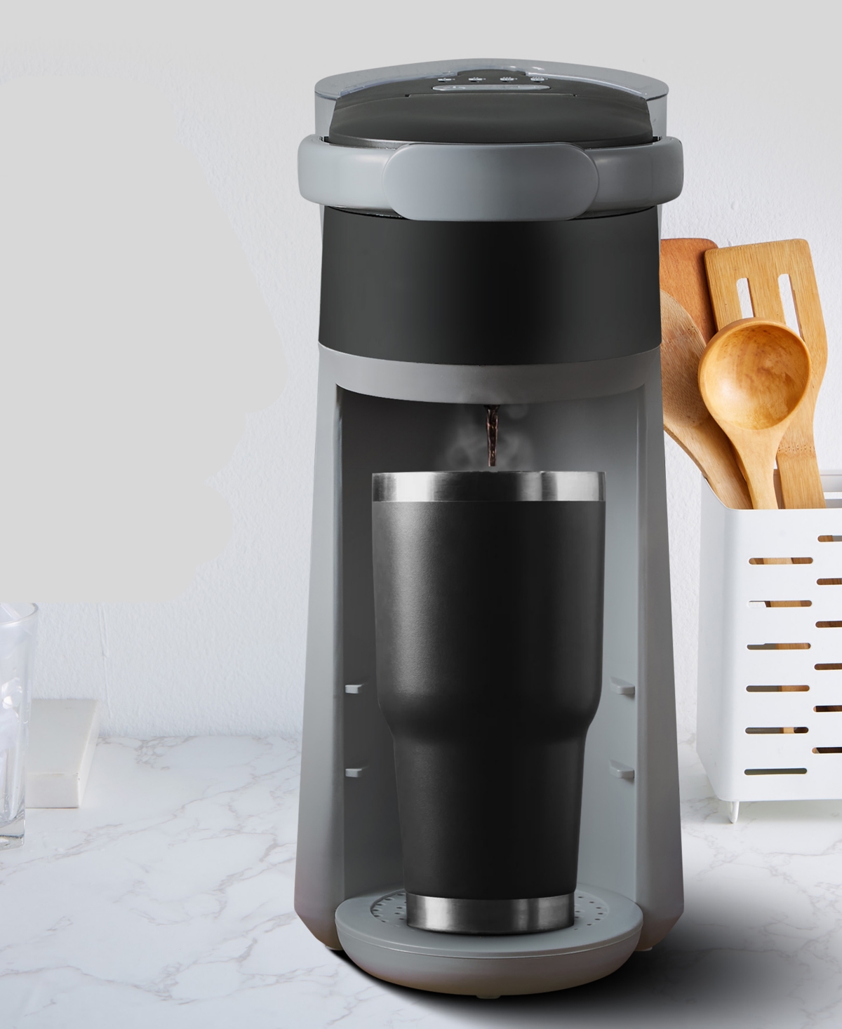 Elite Cuisine Rapid Brew Technology 2-in-1 Capsule Coffee Maker In Black,gray