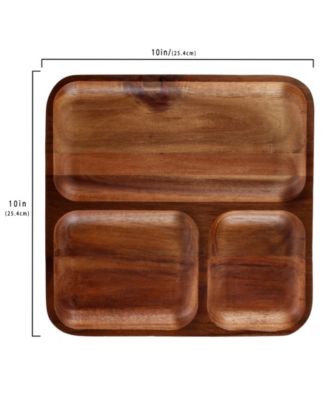 Acacia Wood 2-Pc. Divided Tray and Serving Platter Set