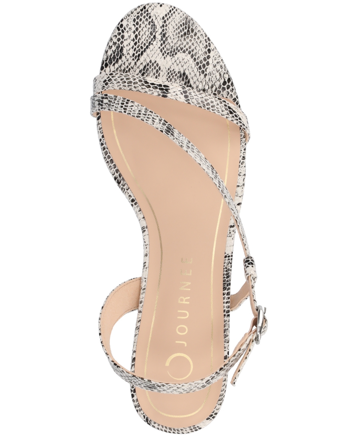 Shop Journee Collection Women's Jemry Asymmetrical Strap Kitten Heel Strap Dress Sandals In Snake