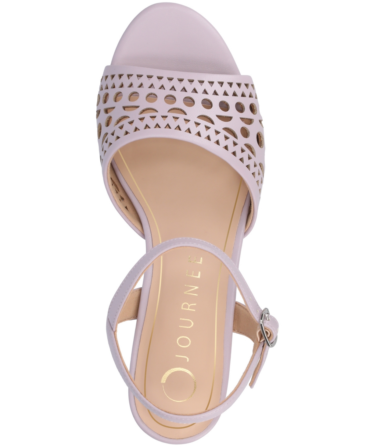 Shop Journee Collection Women's Jessly Perforated Kitten Heel Dress Sandals In Lilac